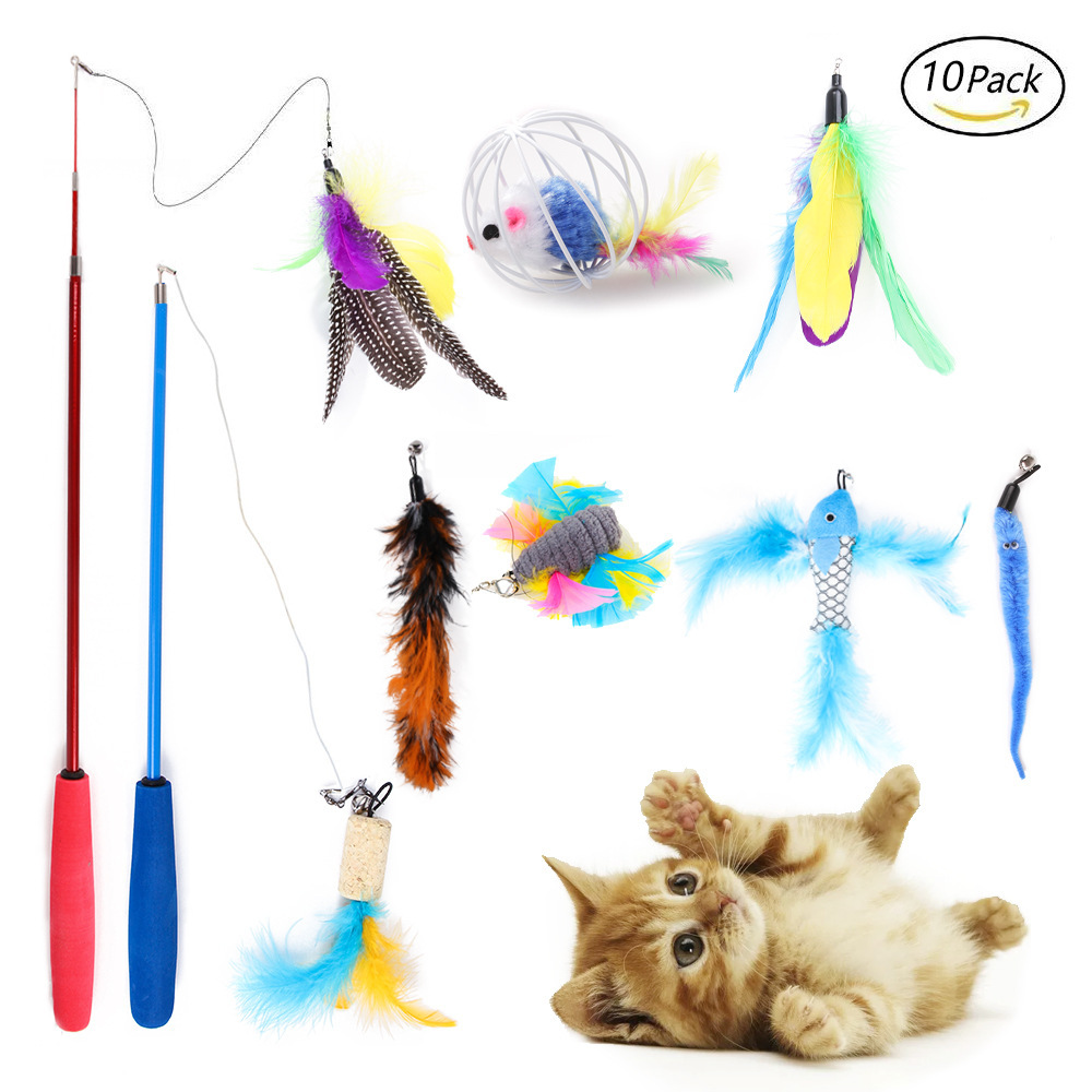 Jouets en forme de souris pour chat, boules en forme de souris, formation pour chaton, ensemble de jouets amusants interactifs, bâton d'herbe à chat, boule de cloche en Sisal, fourniture pour animaux de compagnie,: 10pcs cat toys