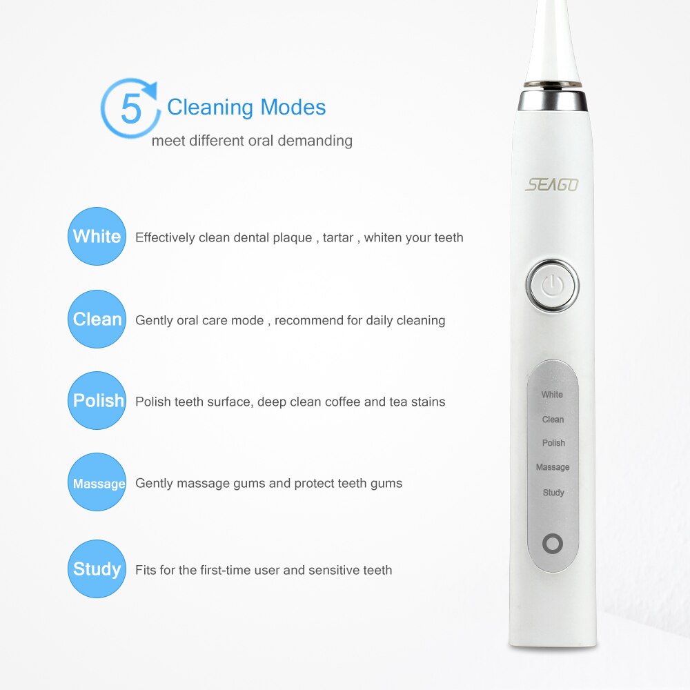 SEAGO Electric Rechargeable Toothbrush 5 Brushing Mode Dental Electric Brush Sonic Tooth Brush Whiten Teeth Automatic Toothbrush