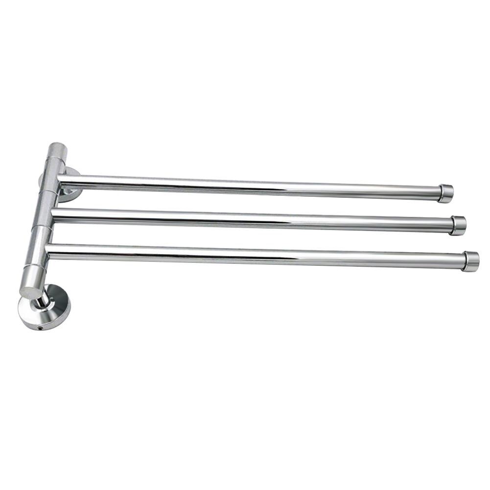 Baderomshåndklestativ roterende håndkleholder veggmontert håndkle i rustfritt stål svingbart stativ 2/3/4 bars baderomshåndklehylle: Tre barer