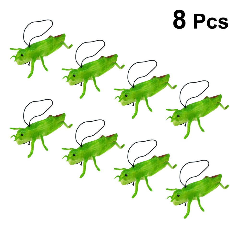8pcs TPR Simulation Locust Grasshopper Toys Lifelike Insect Model Toys Tricky Props (Green)