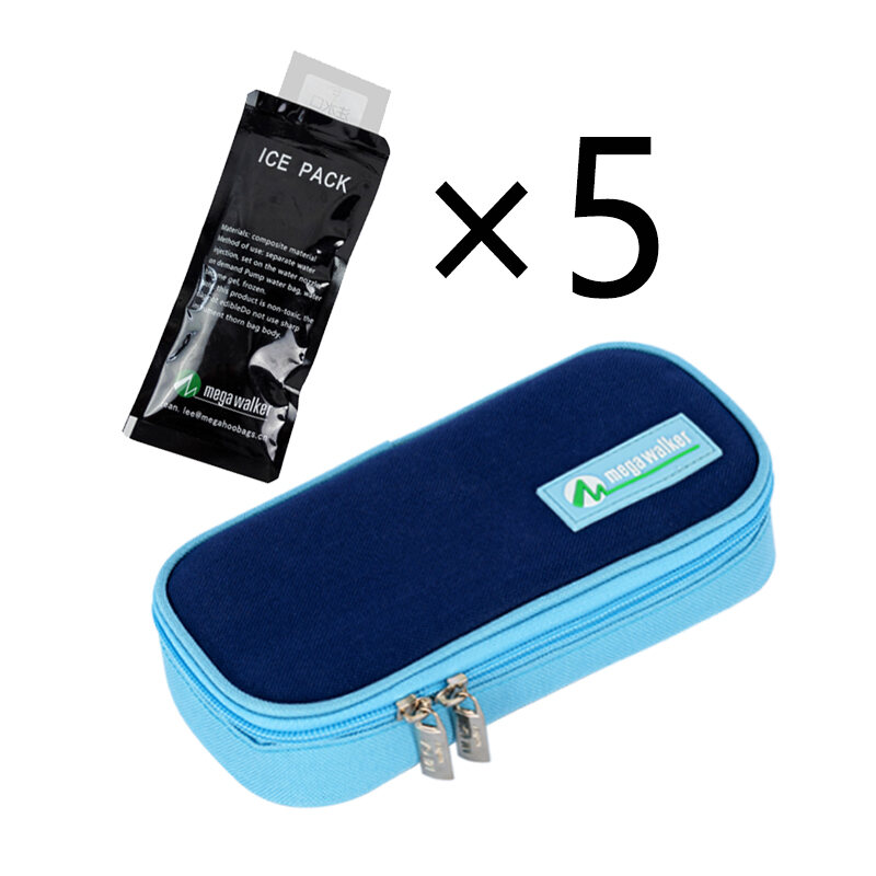 mega Insulin-Kühlbox, mittelgroße Tasche, tragbar, isoliert, für Diabetiker, Insulin-Reise, Nylongewebe, Eisbeutel aus Aluminiumfolie: Schwarz