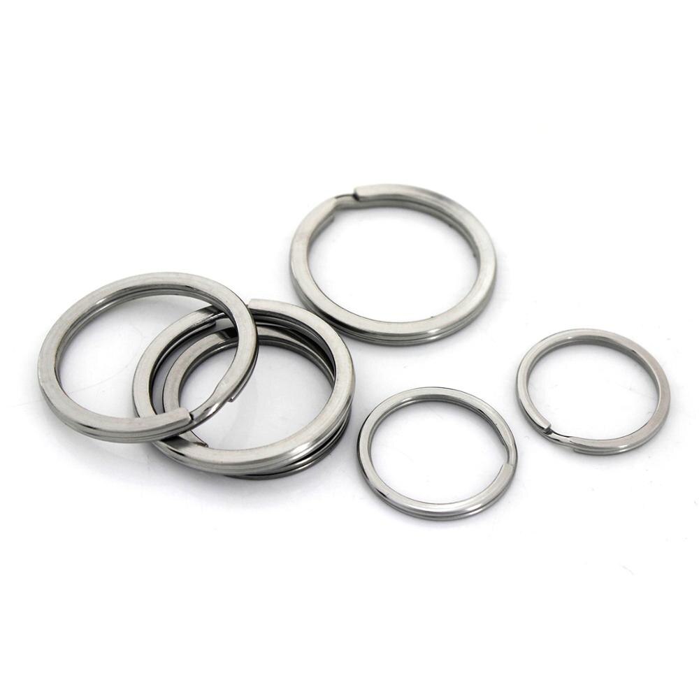 5pz Anelli in Metallo diviso Piatto-filo Doppio Anello Portachiavi 15-38 millimetri Keychain chiavi titolare in Pelle FAI DA TE mestiere hardware in Acciaio Inox