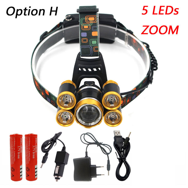 Linterna frontal Z40 de 5000 lúmenes CREE XML T6 linterna LED para cabeza linterna de cabeza con batería 18650 4 modos linterna: Option H