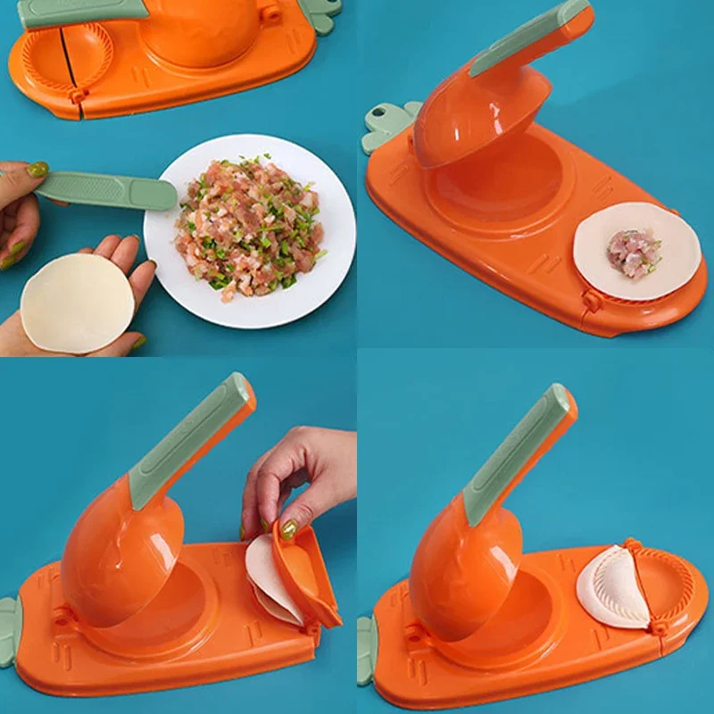 Kit prensador de envoltorio para hacer dumplings 2 en 1, máquina trituradora de masa Manual para ahorro de trabajo, utensilio de cocina, herramienta para hornear pasteles de manzana