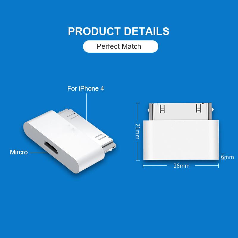 Micro Usb to 30 Pin charger converter Adapter for Apple iPhone 4 4s 3gs Ipod data synchronization adapter