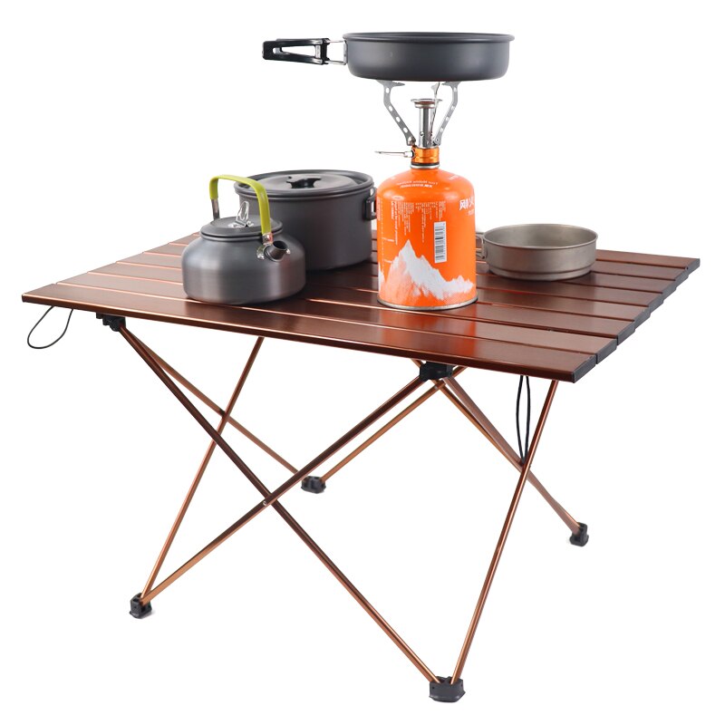 Aluminum Alloy Outdoor Folding Table Aluminum alloy Tabletop Lightweight Portable Multifunctional Table Brown