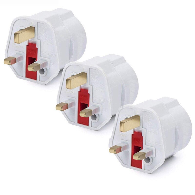1 pièces blanc noir 13A corée allemande France russie ue vers royaume-uni adaptateur de prise de courant prise fusible singapour malaisie convertisseur prise Type G