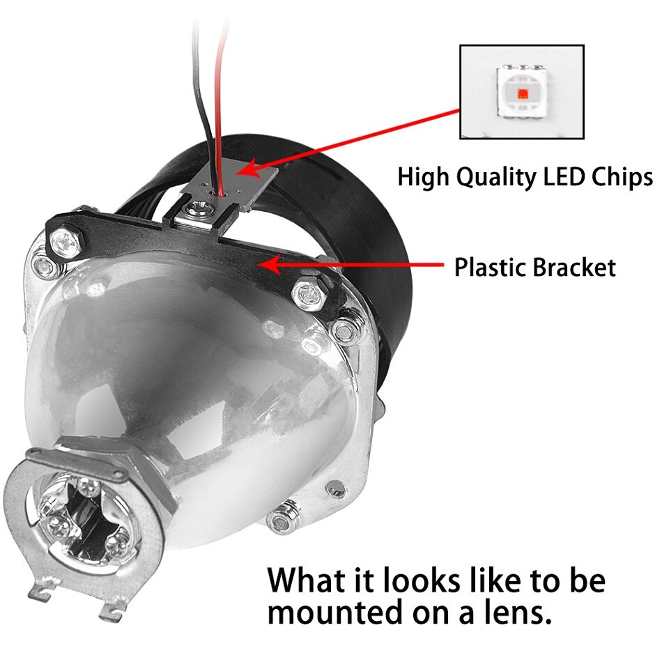 RACBOX LED Devil Eyes Demon Eye For Headlight Projector Lens DIY Red Blue Green DRL Car Retrofit Styling