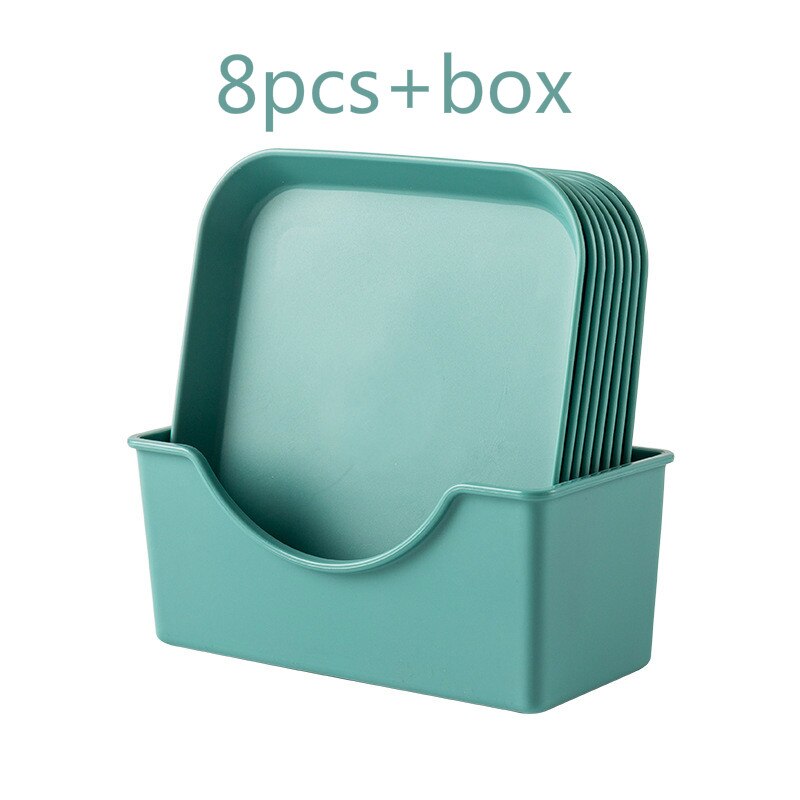 Plastic Voedsel Saus Schotel Leuke Ronde Snacks Fruitschaal Vierkante Dessertbord Keuken Huishoudelijke Dienblad Gerechten Afvoer Rack Set: Square green set
