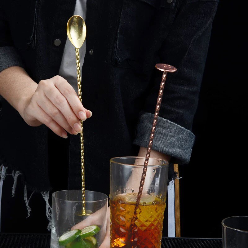 Bar Soul-cuchara especial para cóctel mojito, cuchara mezcladora de acero inoxidable con función de machacado, herramientas profesionales de Bartender