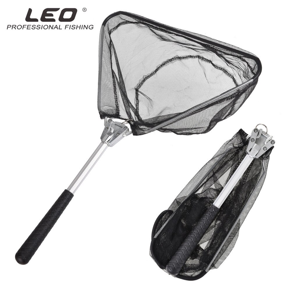 Fly Fishing Net 50cm Mini Aluminum Alloy Pole Hand Nets Triangular Foldable Landing Small Mesh Trout Catch Fish Trap Dip Net