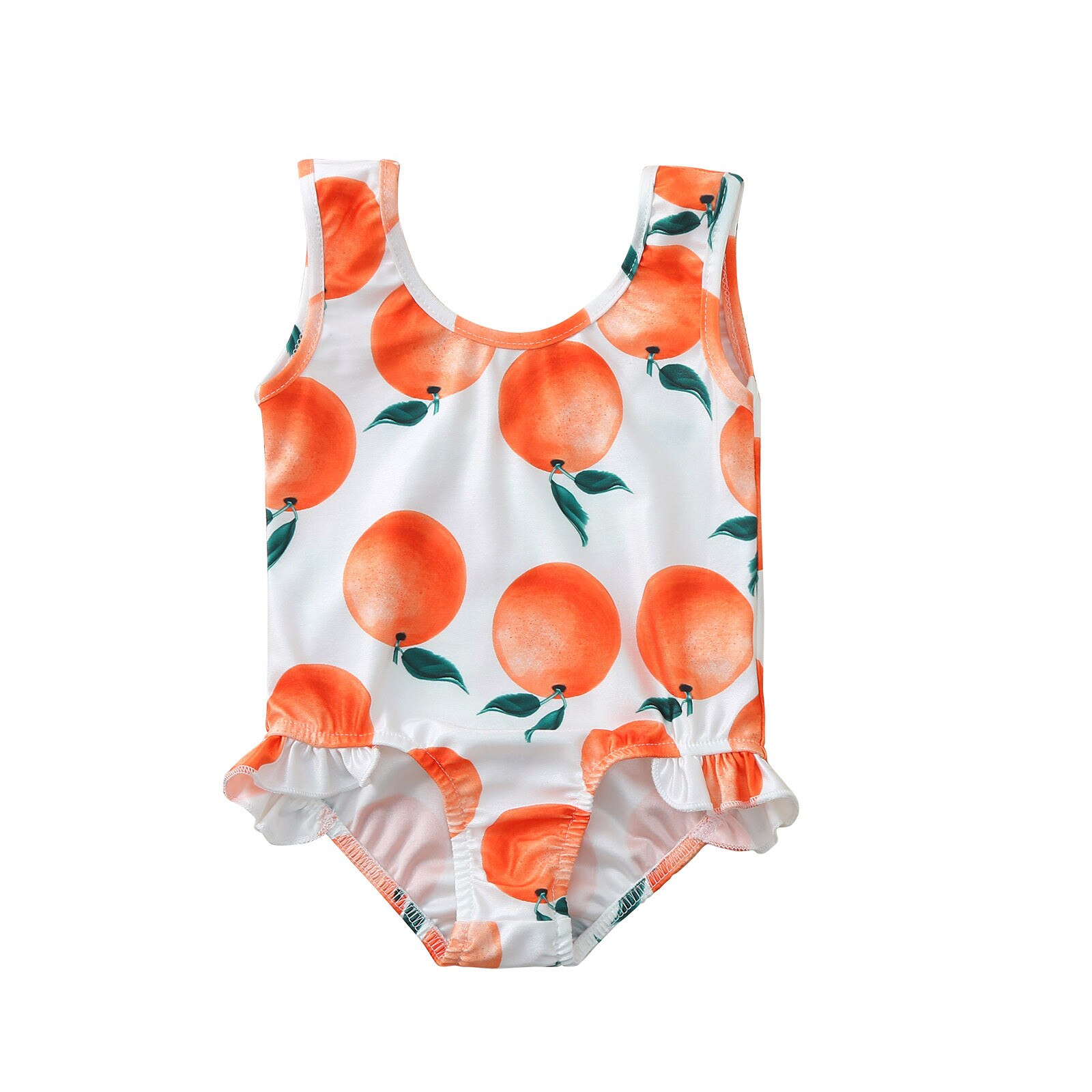 Summer kids swimwear for girls Toddler One Piece Orange Printed Ruffles Swimsuit Swimwear bambina Outfit Beachwear: 110