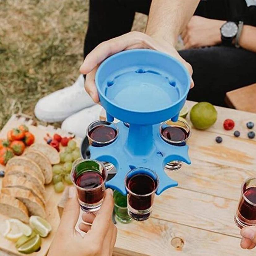 6 Shot Wine Glass Dispenser Holder Caddy Liquor Dispenser Party Beverage Drinking Games Glass Dispenser Party Bar Accessory