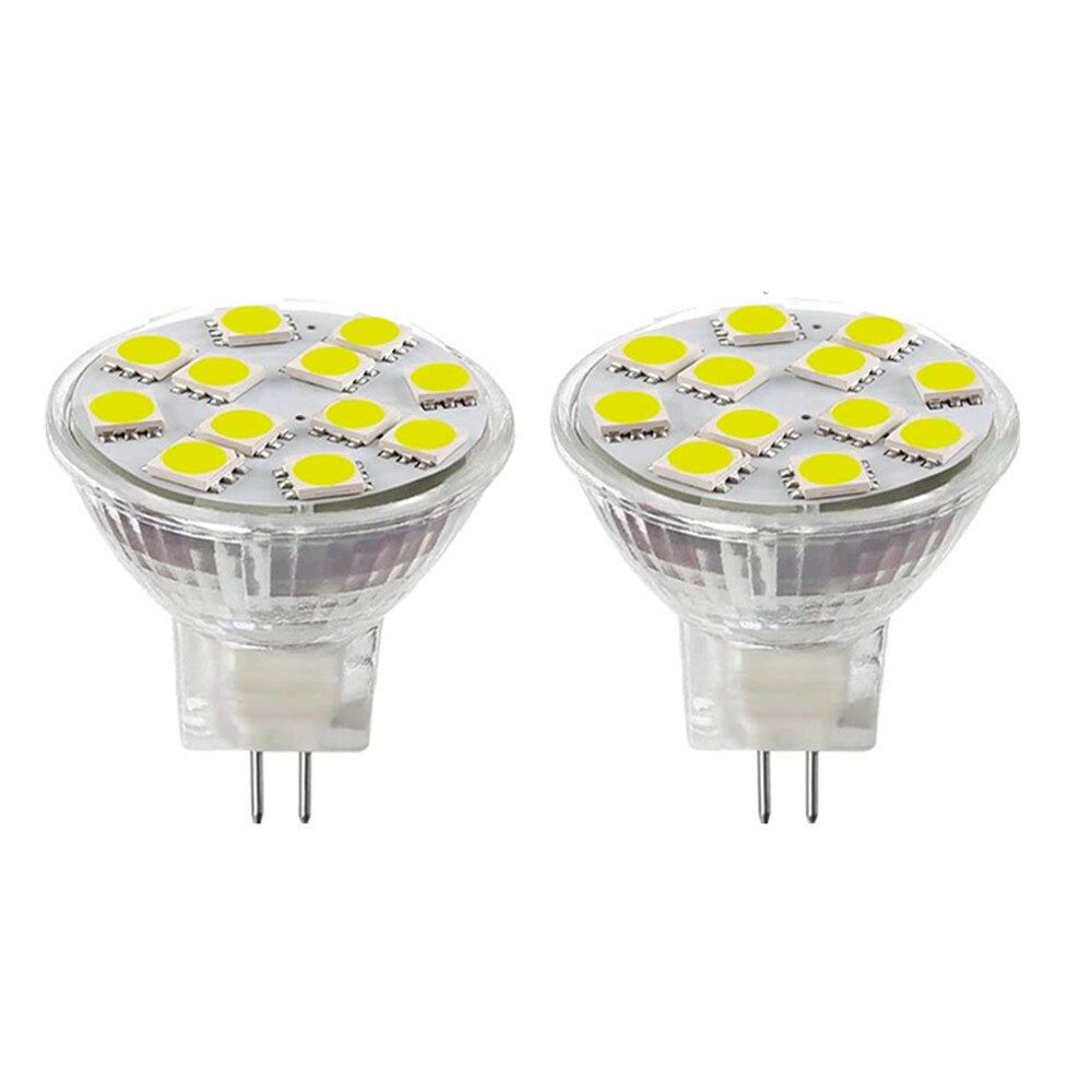 MR11 Led Spotlight 5050 Wit Licht Warm Wit 12LED 12v2.5W Halogeen Vervangende Lamp GU4 Dual Pin Base Sieraden Display 1 stuks