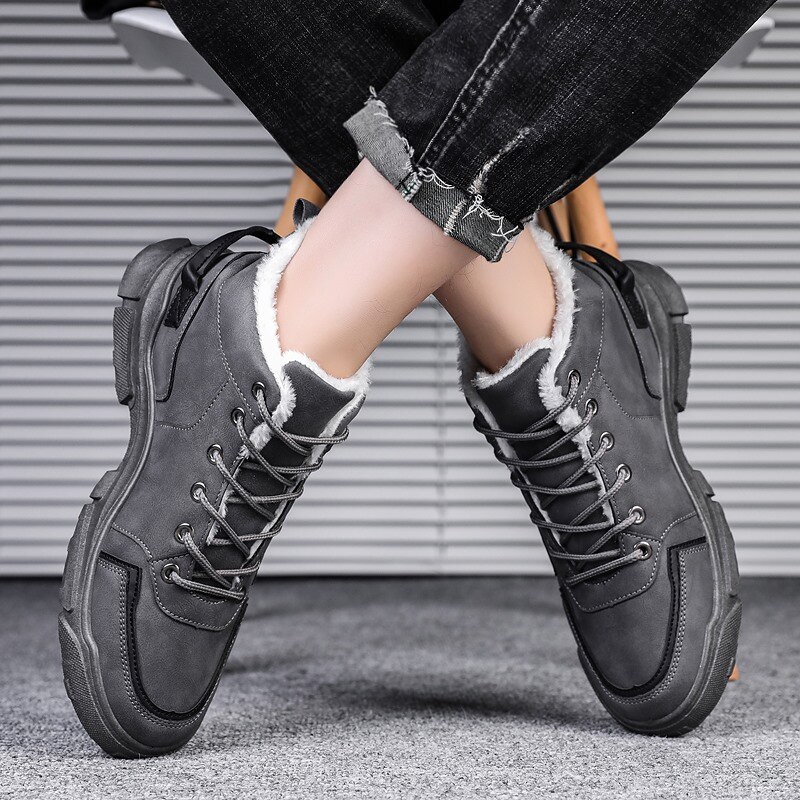 Chaussures hautes en toile à lacets pour homme, chaussures à la , décontractées, garde au , hiver