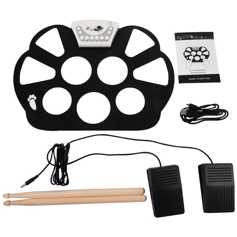 W758 digitale draagbare 9- pad muziekinstrument elektronische oprolbare drumkit