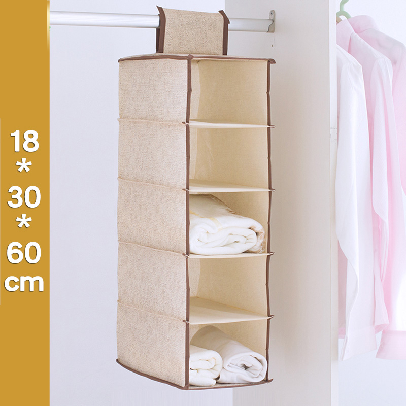 Wardrobe Hanging Organizer Storage Drawer for Clothes Cotton Linen Sundries Box Baskets Underwear Organizador De Bolsos De Mujer: 5 layers rectangle
