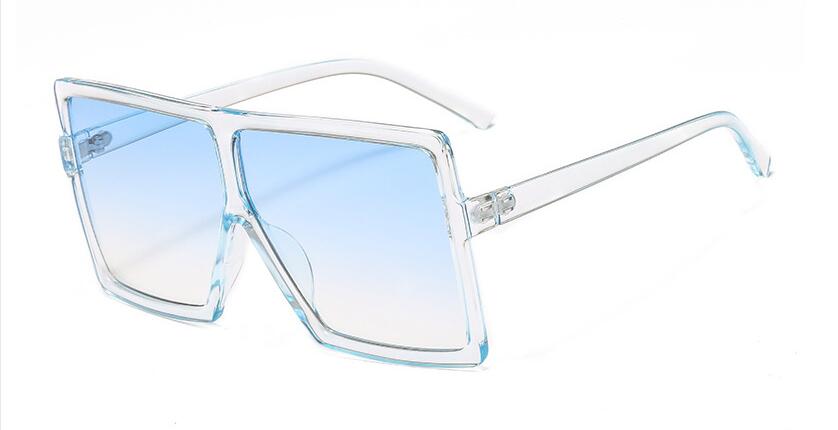 heißer Große Flache oben Platz Sonnenbrille Damen Kunststoff Rahmen Blau Schattierungen Luxus Sonnenbrille Für Frauen Männer Getönt objektiv: hell Blau