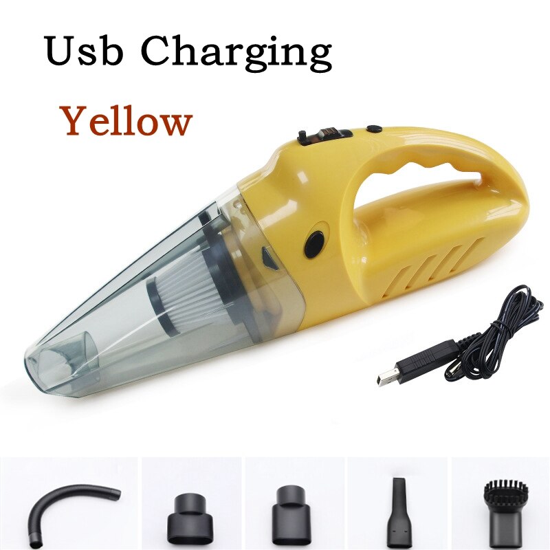 120W Portable Handheld Vacuum Cleaner SweeperRechargeable Wet Dry Wireless Vacuum Cleaner Strong Suction Dust Grip Home Gadget: USB charge yellow