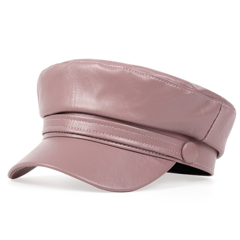 Koreansk læder baret dame hat super brand vilde hatte udendørs fritid kasketter hat: Lyserød