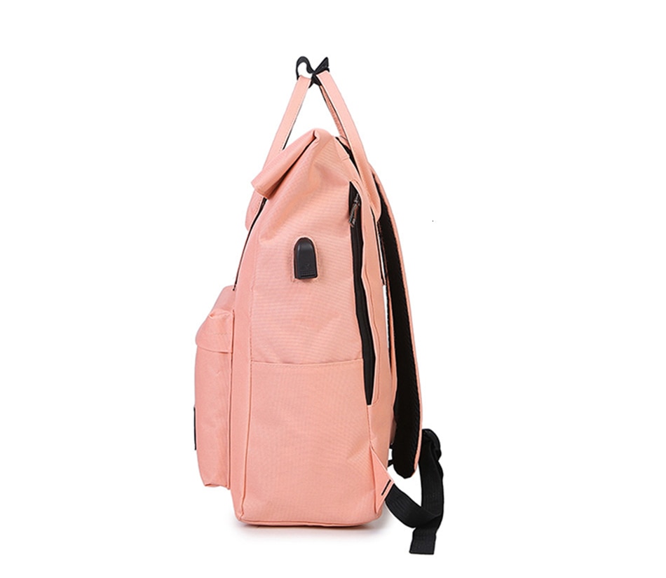 Klassisk piger fritid taske stor kapacitet usb lærred jacquard laptop håndtaske solid skole rejse rygsæk