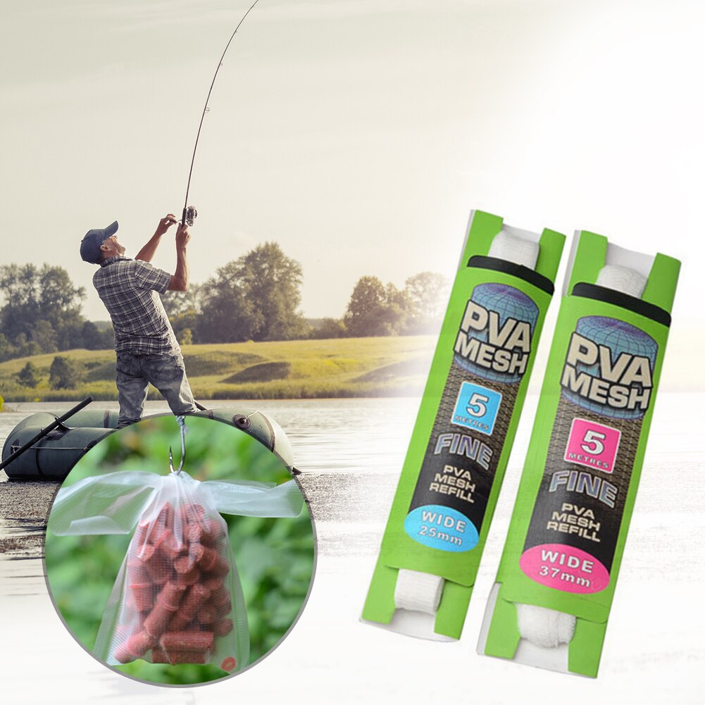 5M PVA Soluble Narrow Fishing Network Refill Stocking Bait Bag Protect Fish Net Rig Hook Bait Feeder Fishing Lure