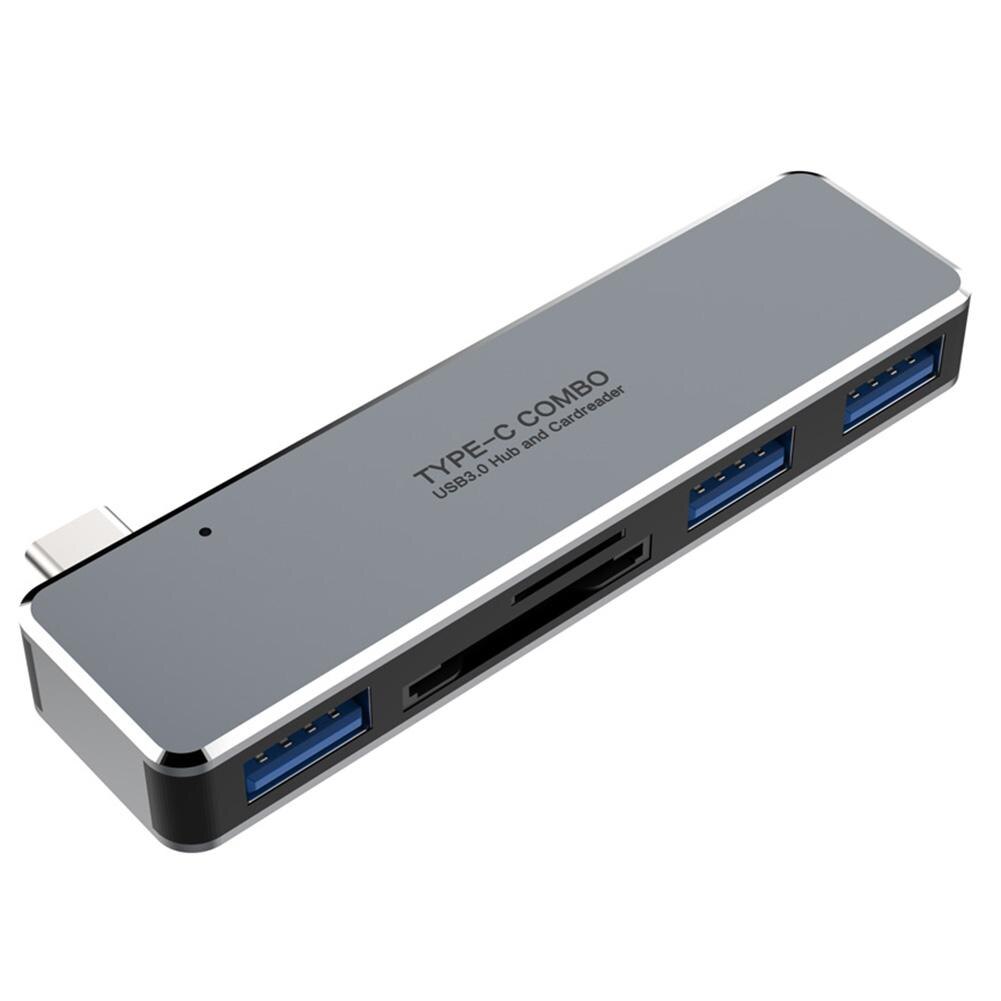Hoge Snelheid 3 Usb 3.0 Poorten Usb C Adapter Multi Type-C Hub Met Tf Momory Card Slot Ondersteunen tf/Sd-kaart Binnen 256Gb