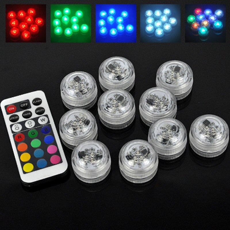 IP68 Waterproof3/10/13LED Rgb Multicolour Onderwater Night Lamp Dompelpompen Thee Verlichting Voor Aquarium Vaas Base Vijver Bruiloft party