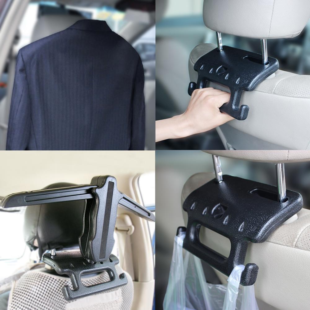 Universal Car Vehicle Back Seat Headrest Hanger Foldable Vehicle Hanger Hook Holder for Bag Purse Coat Clothes Grocery