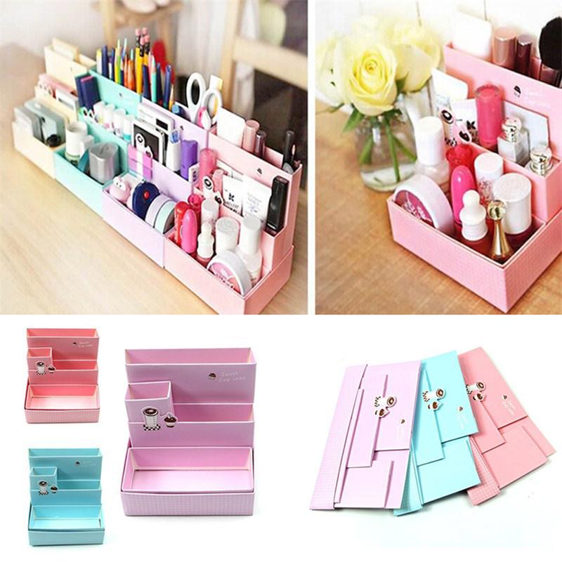Diy placa de papel caixa de armazenamento mesa decoração papelaria maquiagem cosméticos organizador nova caneta titular melhor venda