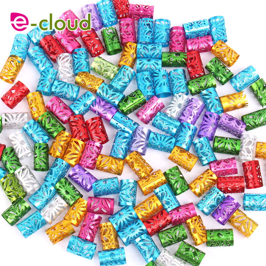 50 pz/borsa regolare Mirco anelli per capelli perline per capelli colore misto per uncinetto Dreadlock perline per capelli 10mm foro tubi metallici