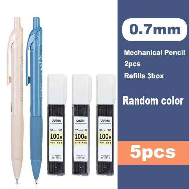Deli 0.5/0.7mm Mechanical Pencil HB Pencil Leads Set Automatic Pencil Core Refill Art Drawing Sketching Students School Supplies: light green