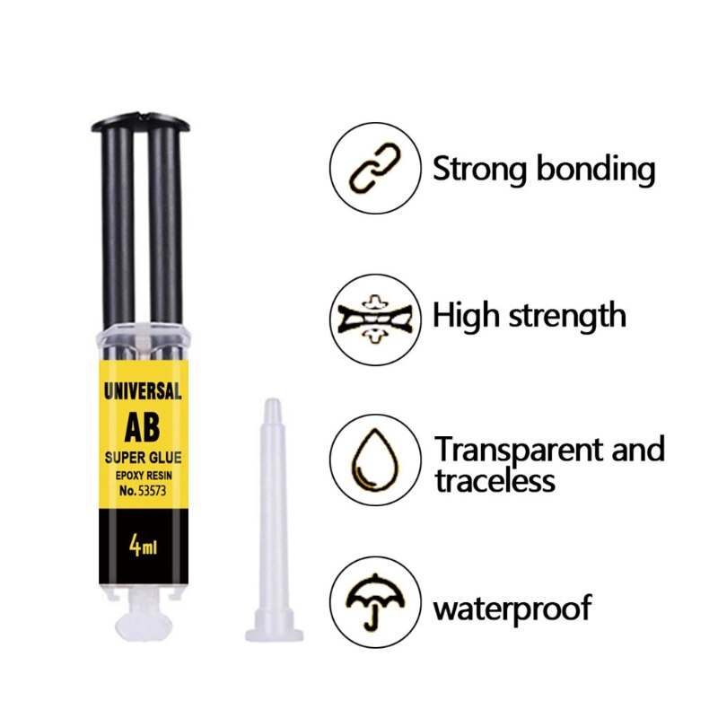 Pratique 4/25ml Résine Époxy AB Gomme Adhésive Forte Colle Liquide pour la Réparation En Métal En Plastique Bois Verre Céramique Directe
