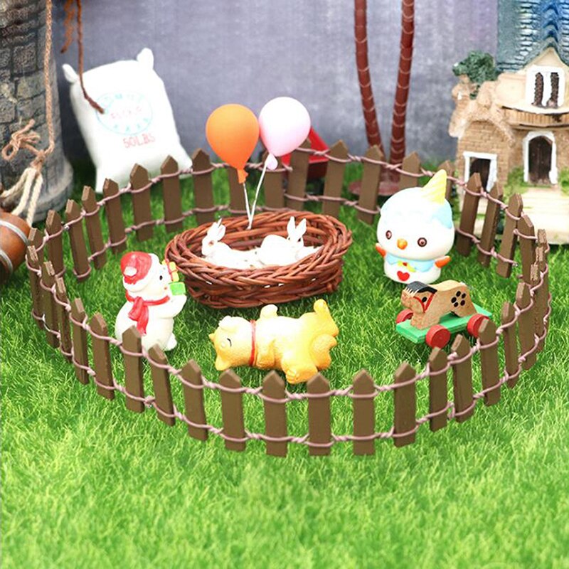 3 stücke Mini Holz Zaun DIY Fee Garten Barriere Handgemachte Miniaturen Figuren Holz Dekoration Für Wohnkultur Pastoralen Landschaft