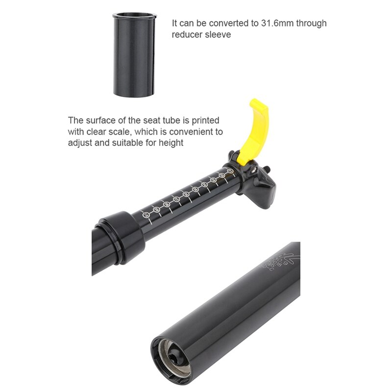 Zoom mtb cykel mountainbike teleskopisk sæde stang sadelpind forlænget sadelrør one-key løftestød sæderør
