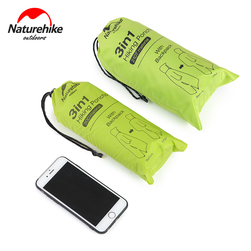 Naturehike 3 In 1 Multifunction Waterproof 210T 20D Windbreaker Poncho Raincoat Can Used As A Canopy And Camping Mat Fshing NH
