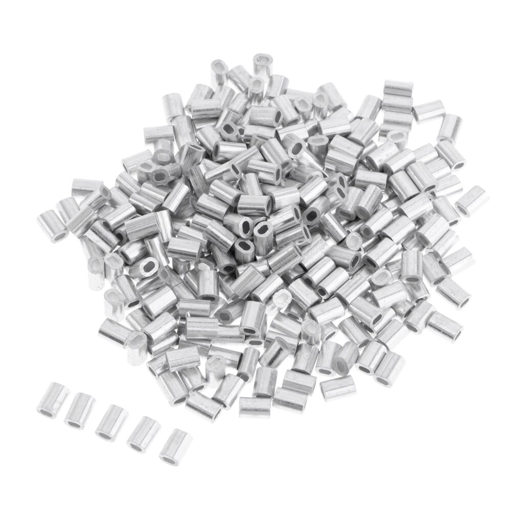 100 st aluminium krymphylsor 0.8-1.5mm dubbla ovala fiskelina krympningsrör tråd krympkontakt fisketillbehör