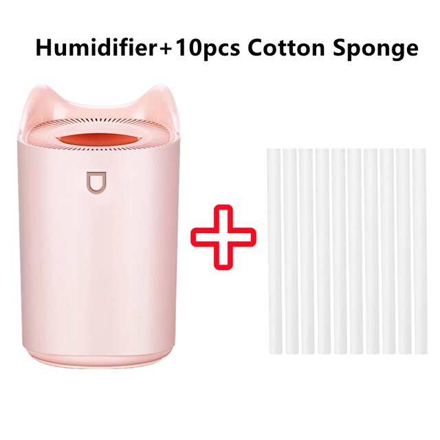 3L USB Double Nozzle Humidifier Aroma Essential Oil Diffuser Ultrasonic Air Humidifier With Colorful Mood Lights: sky blue
