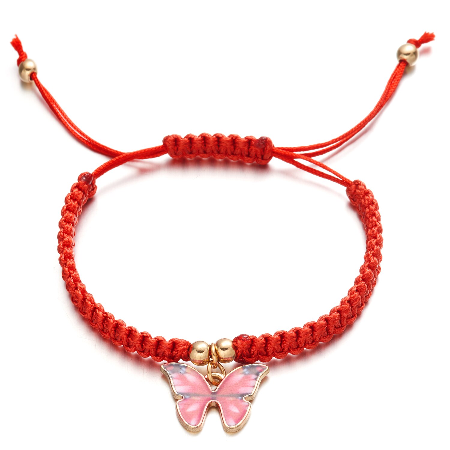 Pingente de borboleta trançado pulseiras moda corda vermelha artesanal tecido sorte charme pulseiras pulseiras jóias para meninas presentes: BR21Y0365-3