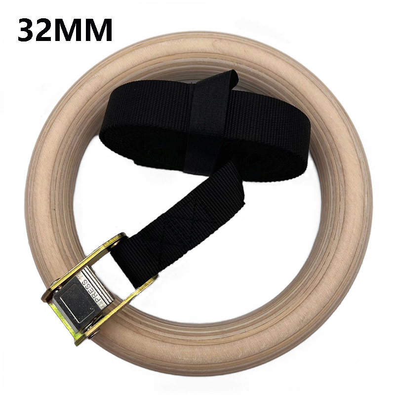 28/32mm fitness træ gymnastikringe fitness hjemmegym udstyr styrketræning gymnastikudstyr: Gul