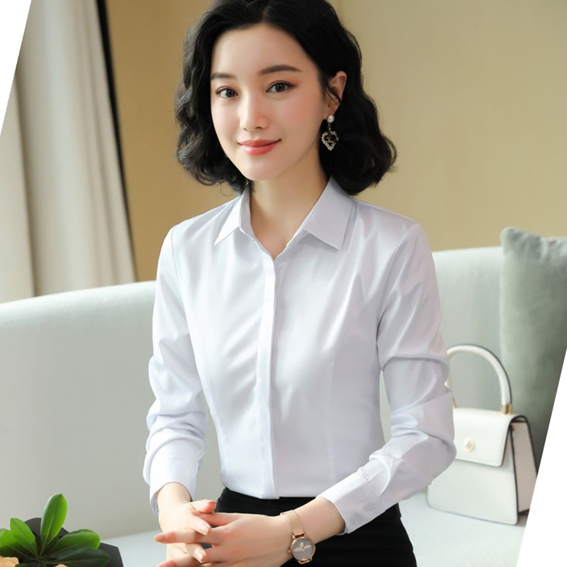 Spring Women Business Shirt Formal Long Sleeve Slim Chiffon Blouses Office Ladies Temperament Work Tops