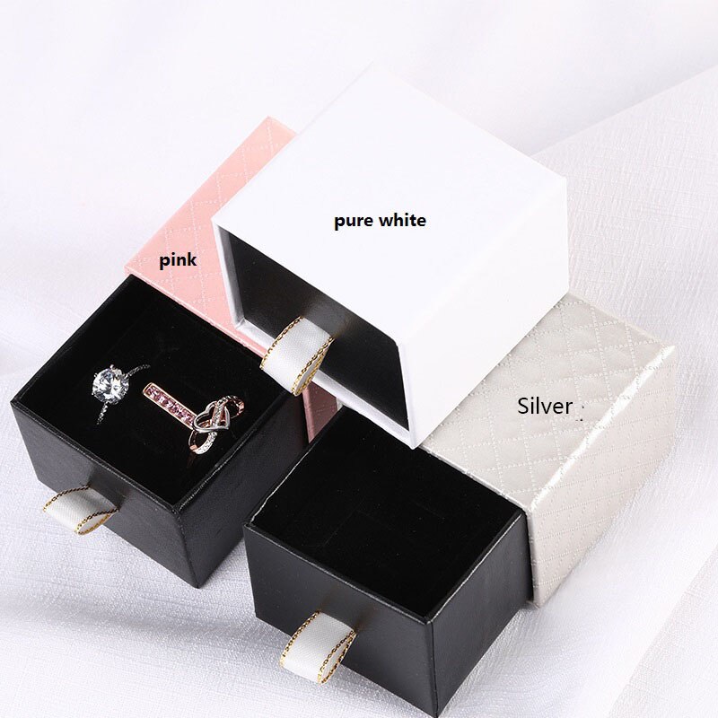 12pcs Jewelry Box White Pink Silver Drawer Paper&PU Box for Necklace Earring Bracelet Ring Brooch Diplay Pakge Box