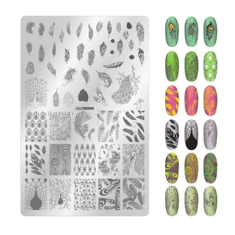 XXL 15cm Rectangle Nail Stamping Plates Stainless Steel Autumn Overprint Stamp Stencils Big Rectangle Nail Stamping Plates: 31