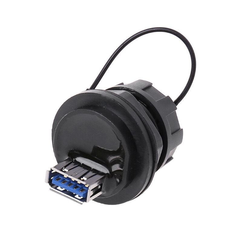 USB Female Socket Plug Panel Mount Adapter Waterproof Connector IPL7 With Cap L69A