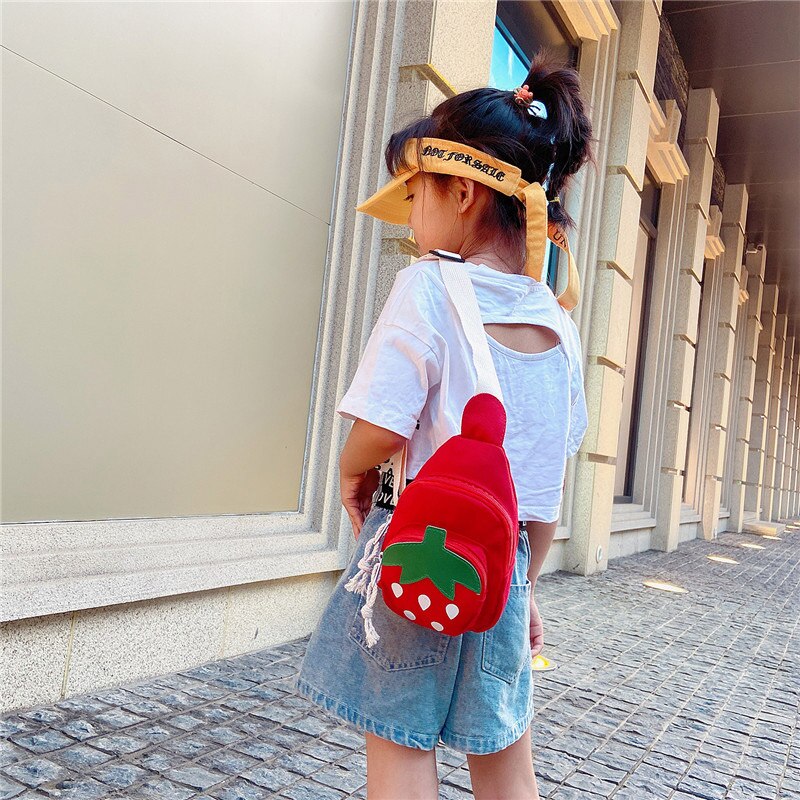 Baby Handtasche Kinder Nette Erdbeere Muster Kreuz-körper Handtasche Mädchen Schulter Messenger Bag Outdoor Neuheiten