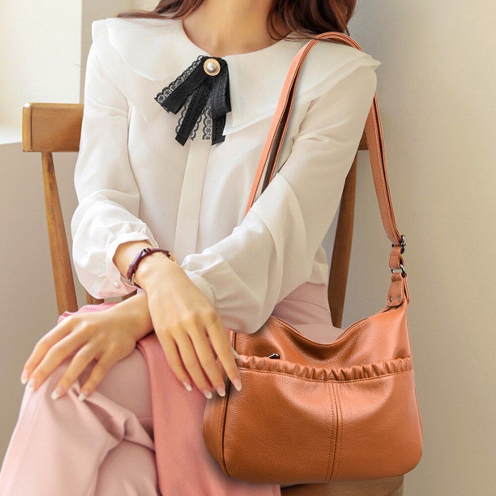 Vintage zachte leren dames schoudertassen luxe handtassen damestassen kleine crossbody tassen voor dames koerierstas