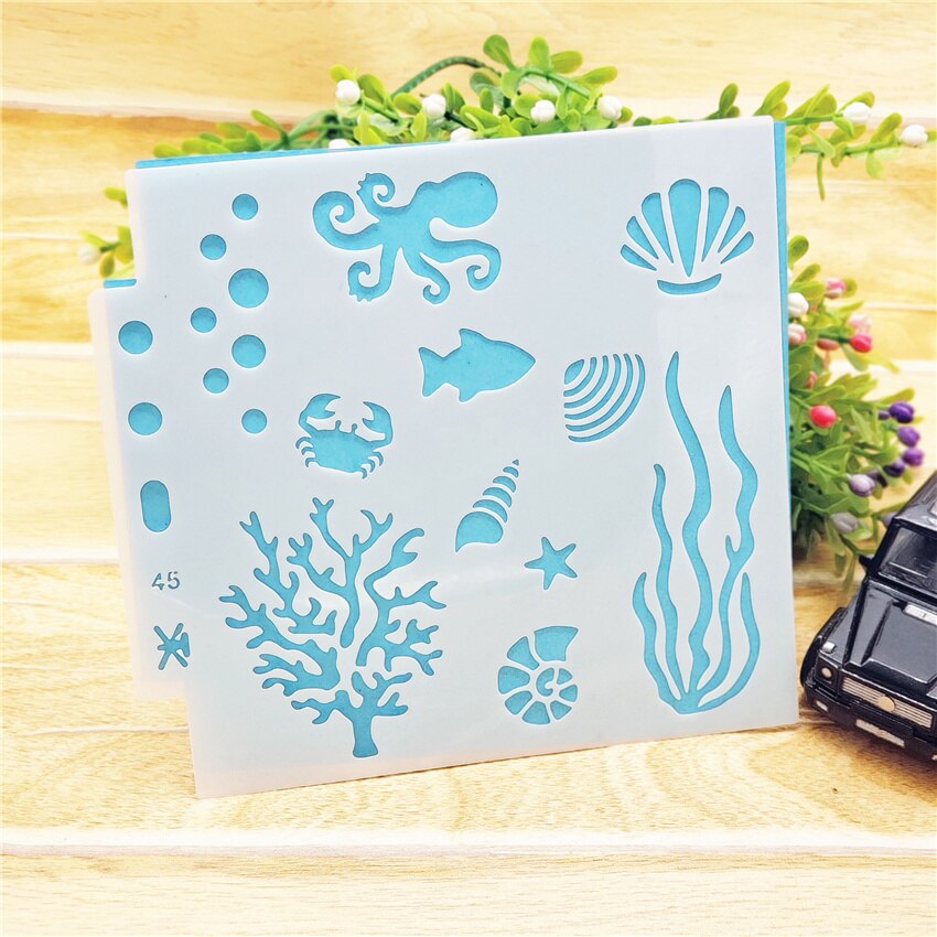 13*14CM seaweed shield DIY cake scrapbook stencils hollow Embellishments printing lace ruler Valentine's Day Cover template