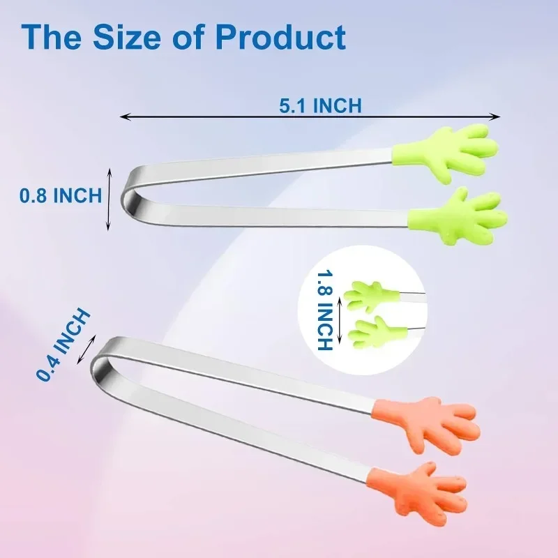 5PCS Mini Tong, Hand Shape Silicone Food Tongs, 5Inch Kid Tongs for Sugar Cubes Kitchen Tongs Perfect for Kids