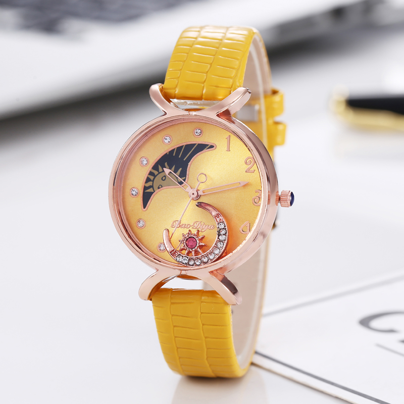 Night Sky Starry Strass Riem Horloge Dames Mode Trend Quartz Horloge: yellow