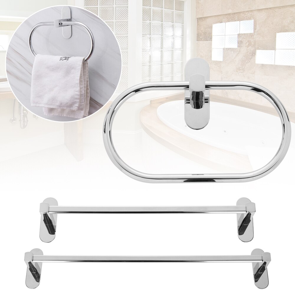 Self Adhesive Rvs Handdoek Ring Holder Hanger Wc Wall Mounted Opknoping Rack Badkamer Hardware Opslag Rekken